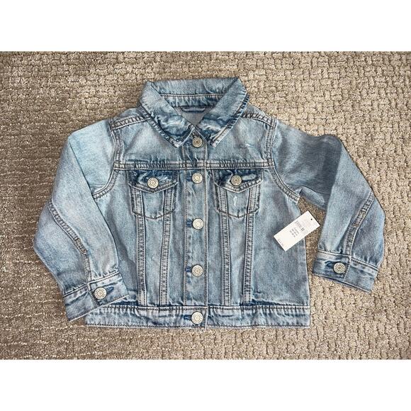 Baby Gap Distressed Denim Jean Jacket 3 Years 3T NWT - Picture 2 of 4